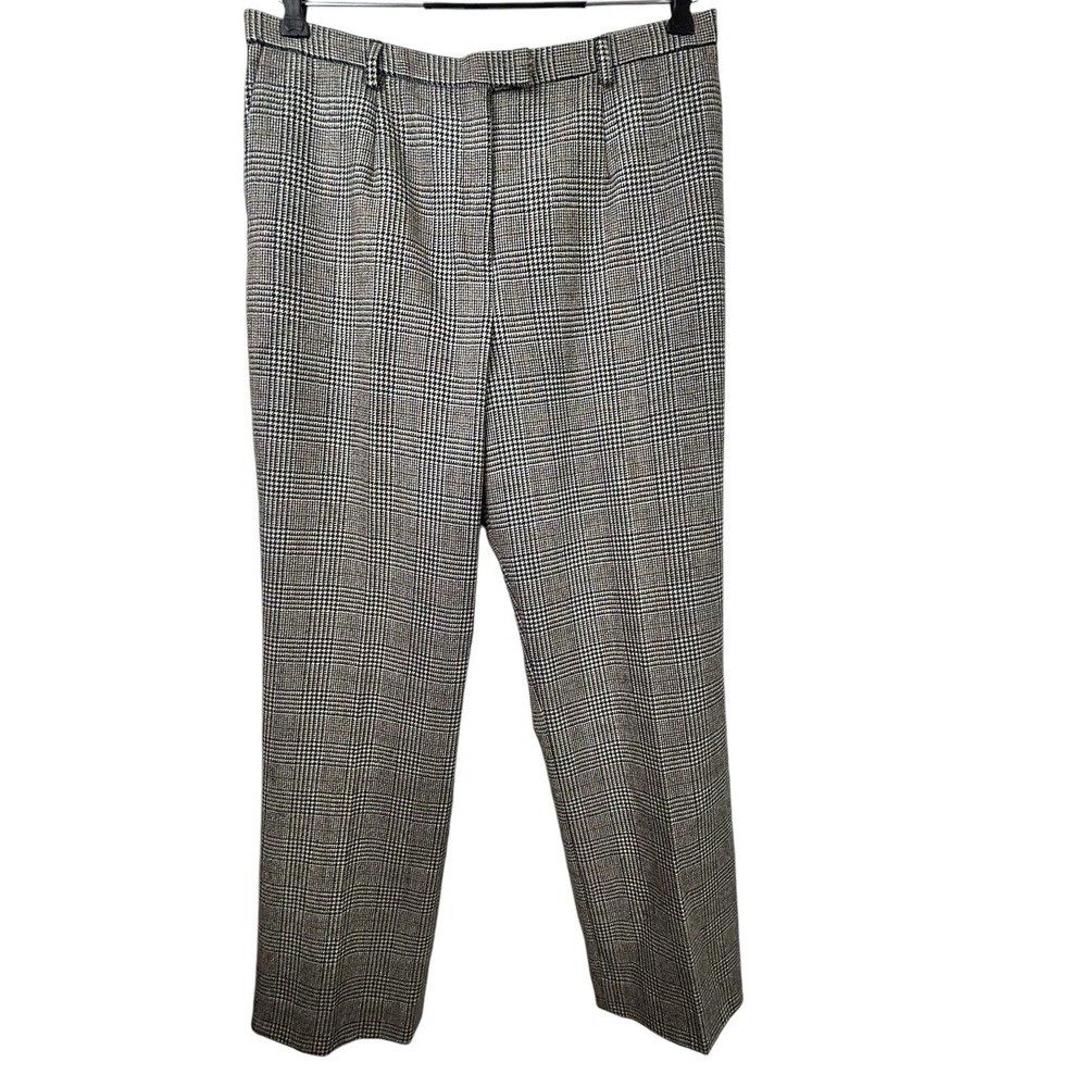 PENDLETON 100% Wool PANTS 14 Houndstooth Plaid Black Straight Career Work Preppy